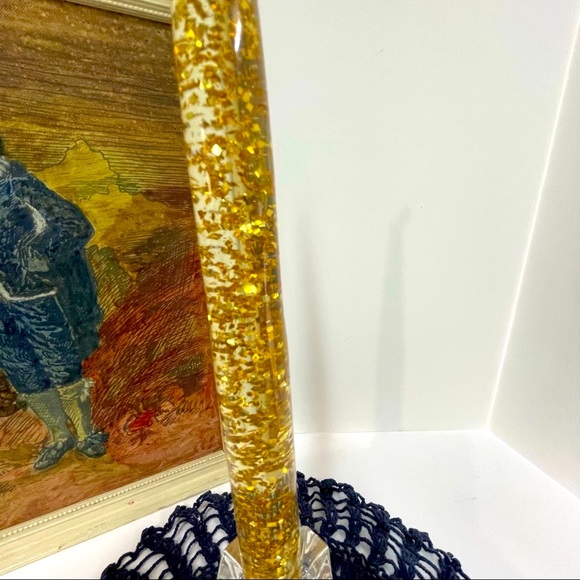Mid Century gold fleck lucite candle - Picture 2 of 4